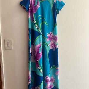 Floral Blue and Purple Maxi Dress
